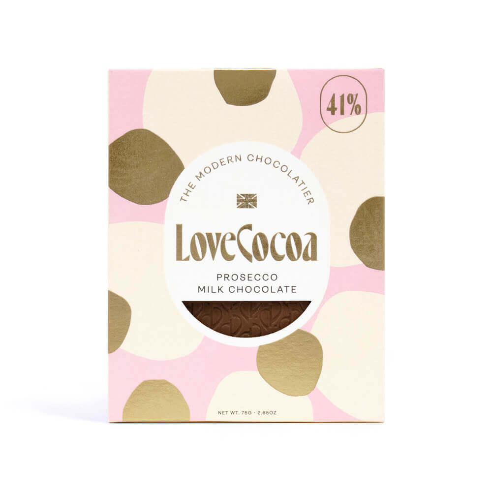 Love Cocoa Prosecco & Popping Candy 41% Milk Chocolate Bar 75g